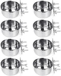 Tfwadmx 8 Pcs Bird Feeding Dish Cups,Parrot Food Bowl Clamp Holder Coop Cup Bird Cage Water Bowl for Parakeet African Greys Conure Cockatiels Lovebird Budgie Chinchilla
