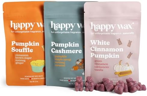 Happy Wax Fall Scented Soy Wax Melts 6oz Variety Pack - Cozy Pumpkin Mix