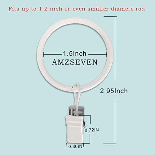 100 Pack Metal Curtain Rings with Clips, 1.5 in ID, White
