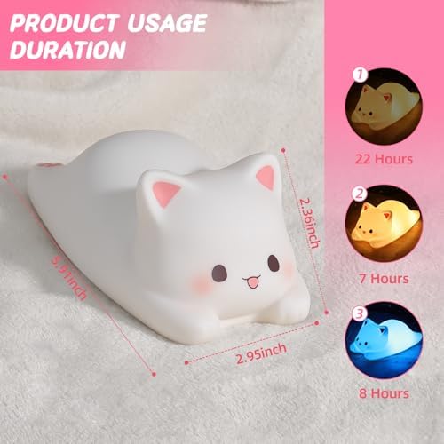 Cat Night Lights Gifts for Girl Birthday Cute Kids Night Light Squishy