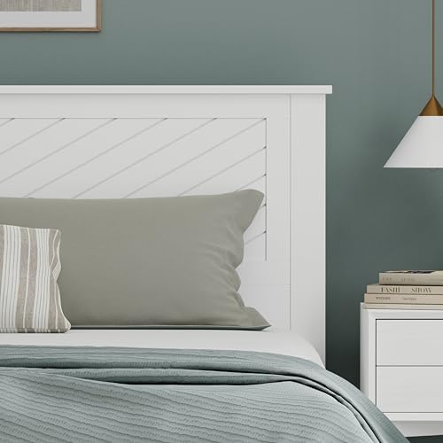 ComfIQ Serene Wood Panel Headboard with Chevron Scoring, King, White