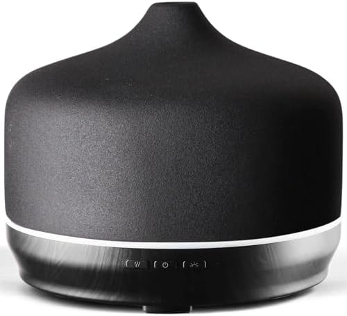 Porseme 500ml Glass Essential Oil Diffuser Aromatherapy Ultrasonic Cool Mist Humidifier 15-21 Running Hours Waterless Auto-Off Air Diffusers for Sleeping Yoga Working Spa(Black Ceramic)