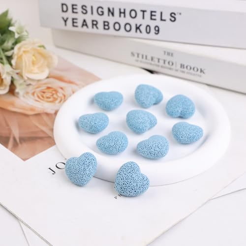 rockcloud 10 PCS 0.9" Bluelack Lava Rock Stone Heart Shape Pocket Stones