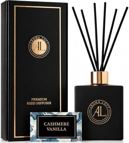 Black Reed Diffusers for Home | Premium Fragrance Diffuser | Reed Diffuser Sticks in Oil Set with Cashmere Vanilla Scent | Smell Good Stuff | Long-Lasting Oil for Bathroom & Office (5 oz)