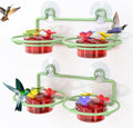 Dreamdrawer 2 Pack Window Hummingbird Feeder, Small Hummingbird Feeder for Outdoors with Strong Suction Cup - Metal Base & 6 Feeding Ports, Easy to Clean and Refill, Green