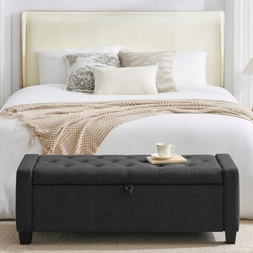 Huatean Home 43" Ottoman with Storage, Dark Gray Storage Ottoman Bench