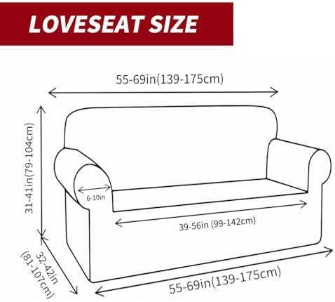 YEMYHOM Couch Cover Latest Jacquard Design High Stretch Sofa Covers for 2 Cushion Couch, Pet Dog Cat Proof Loveseat Slipcover Non Slip Magic Elastic Furniture Protector (Loveseat, Christmas Wine Red)