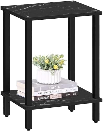 TUTOTAK End Table, Side Table, Nightstand, 2-Tier Storage Shelf