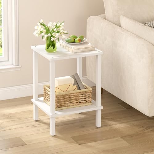TUTOTAK End Table, Side Table, Nightstand, 2-Tier Storage Shelf