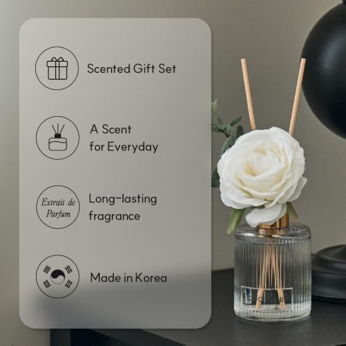 COCODOR Silk Flower Reed Diffuser Set, Rose Perfume, 6.7 oz, Home Décor