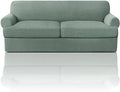 PrinceDeco T Cushion Sofa Slipcover 3 Pieces Sofa Covers for T Cushion Couch Soft Couch Covers Sofa Slip Cover Furniture Covers with 2 Individual T Shape Seat Covers Width Up to 88", Sage