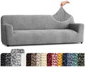 PAULATO Premium Stretch Couch Covers for Sofa - Sofa Chair Cover Washable, Dogs & Pets Friendly - Elastic Polyester Loveseat Slipcovers - Non-Slip Love Seat Couch Covers - Ash (86"-120" Wide)