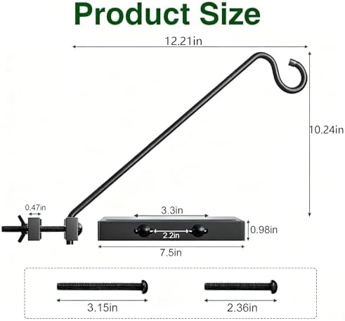 2 Pack 17Inch Deck Hook, Deck Bird Feeder Hanger for Railing 15lbs Capacity