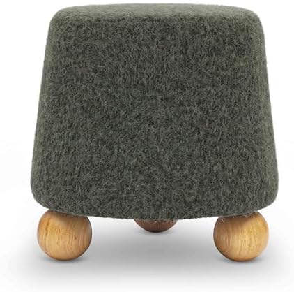 TOV Furniture Jaine Forest Green Loose Mohair Ottoman