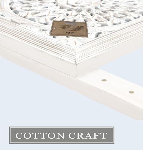 COTTON CRAFT Solid Wood Sturdy Queen Headboard - Rustic Whitewash