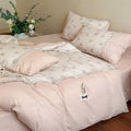 Queen Size Duvet Cover Set 3 Pcs,Cotton Linen Floral Bedding 90"×90"