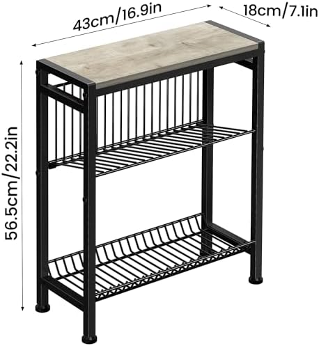 Narrow Side Table, 3-Tier End Table, Small Nightstand