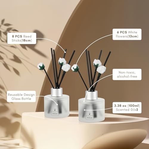Brakula 2 Pack Reed Diffuser Set, Lavender Vanilla Scent, 6.76 fl oz
