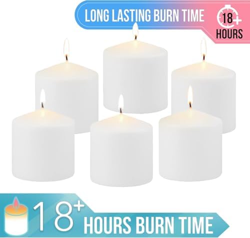 Stonebriar 3 Count Tall 18 Hour Long Burning Unscented White Wax Pillar Candles, 3 x 3 inches (Pack of 4)