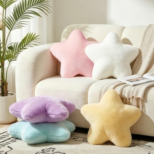 Star Pillow 15.4" Pink Decorative Throw Pillows for Girls Bedroom Decor