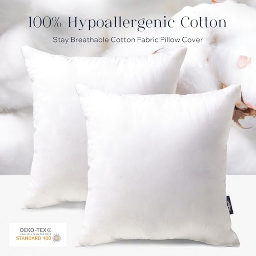 Phantoscope Throw Pillow Insert with 100% Cotton Cover, 18x18 Inch, 1 Pack