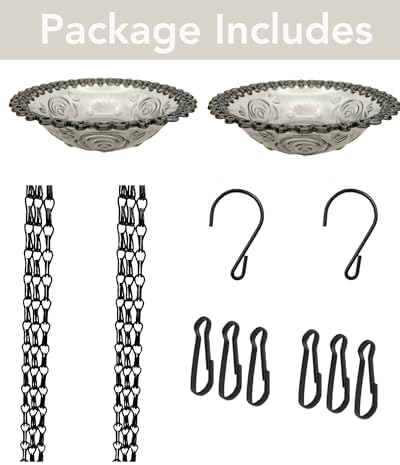 2 Pack Hanging Bird Baths and Feeders for Outdoors, Plastic Bird Bath Bowl & Hanging Feeder for Garden Yard Decor,Mist Grey