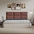 9-Piece Light Brown Upholstered Headboard Queen Size, Tufted Linen Headboard Wall Mounted, Warm Fabric for Inviting Bedroom