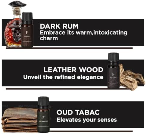 Folkulture Essential Oils Set for Men for Diffuser | Set of 6 Home Fragrance Oils | Oud, White Musk, Tobacco, Sandalwood & Leather Wood | Aromatherapy Gift Set for Men