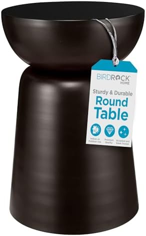 BIRDROCK HOME Metal Outdoor Accent Side Table, Dark Antique Bronze, 14”x14”