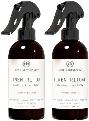 Muse Apothecary Linen Ritual - Aromatic, Soothing, and Relaxing Linen Spray for Bedding, Laundry and Fabric Spray Freshener - Infused with Aromatherapy Essential Oils - Lavender Serenity