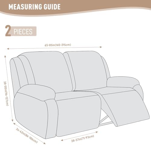 KinCam Oversized Loveseat Recliner Covers, Reclining Cover, Vanilla