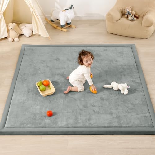 1.3" Thick Baby Play Mat for Floor,79x79 Large Memory Foam Tummy Time Mat