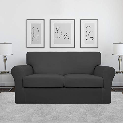 Easy-Going 3 Pieces Stretch Loveseat Couch Cover for 2 Cushion Washable