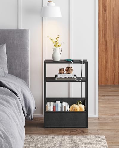 TUTOTAK Narrow Side Tables with Charging Station, Slim End Tables Set of 2