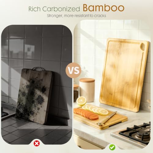 Astercook Nature Bamboo Cutting Boards for Kitchen