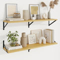Axeman Deep Floating Shelves, 40'' x 10'' Oak Wall Shelves Set of 2