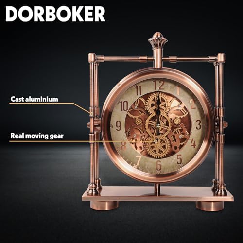 11inch Rosegold Moving Gears Desk Clock Mantle Clock for Living Room Office