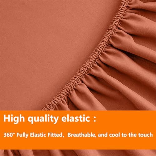 TAIMIT Burnt Orange King Comforter Set - 7 Pieces, Bed in a Bag Bedding Sets with All Season Soft Quilted Warm Fluffy Comforter,Flat Sheet,Fitted Sheet,2 Pillow Shams,2 Pillowcases