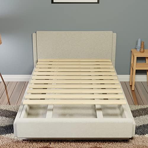 Treaton, 1-Inch Extra Heavy Duty Horizontal Wooden Bunkie Board/Bed Slats, Enhance Mattress Support, Queen(60.5"), Beige