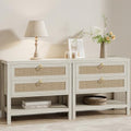 Eclatara Large Rattan Night Stand Set of 2 with 2 Drawers and Storage Shelf
