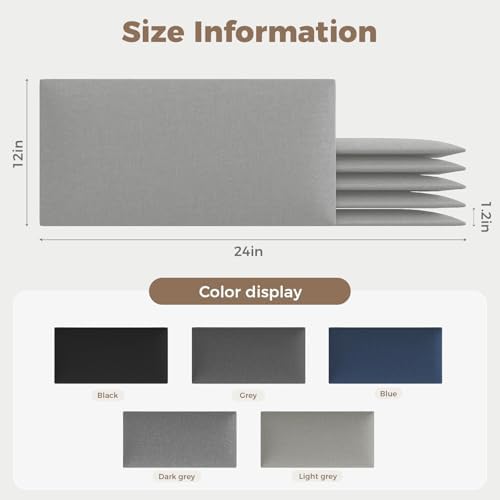 Modern Light Gray Linen-Upholstered Headboard 24x12 Inch 9-Panel Set - Soft Padding for Queen Beds, Easy-Clean Linen Fabric