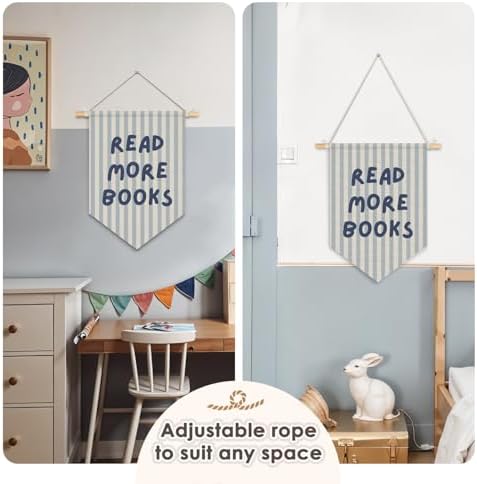 Wheatwin Classroom Reading Nook Decor, Read More Books Pennant Flag for Reading Corner Classroom Library 15x11 Inch