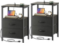 Huuger Nightstands Set of 2, End Tables with Charging Station, Side Table
