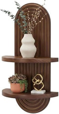 SweetSage Mordern Wall Shelf with Arched Mid Century Art Boho Decor Design Floating Shelves for Home Bedroom Living Room Farmhouse Display Wall Plant Holder Decoration, 22 x 11.8 Inch, Walnut