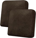 Couch Cushion Covers Leather-Look 2PC Stretch Sofa Seat Slipcover Sets for Living Room Individual Sofa Cushion Cover Couch Seat Protectors, Pet-Friendly, Non-Slip, Easy Fit - Coffee