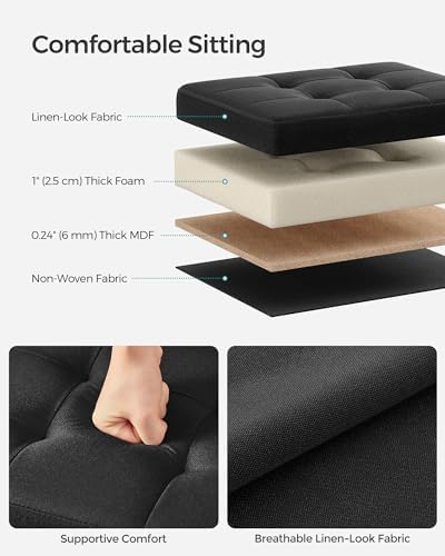 SONGMICS Small Folding Storage Ottoman, 15.7 x 12.2 x 12.2 Inches