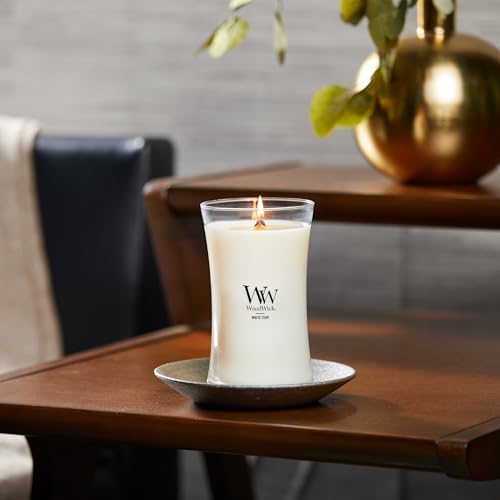 WoodWick White Teak Scented Candle, Crackling Wick, 21.5oz