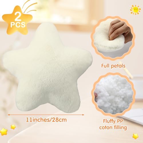 Beeveer 2 Pcs 11 Inch Star Pillow Decorative Gift, Beige