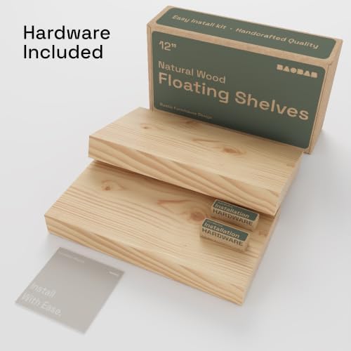 Wood Floating Shelves for Wall 12 Inch, Natural Wood, Small Wooden Shelf
