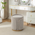Swivel Vanity Stool with Gold Base Comfy Vanity Chair Modern Round Stool for Makeup Vanity Ottoman Foot Rest for Bedroom livingroom (Light Gray)